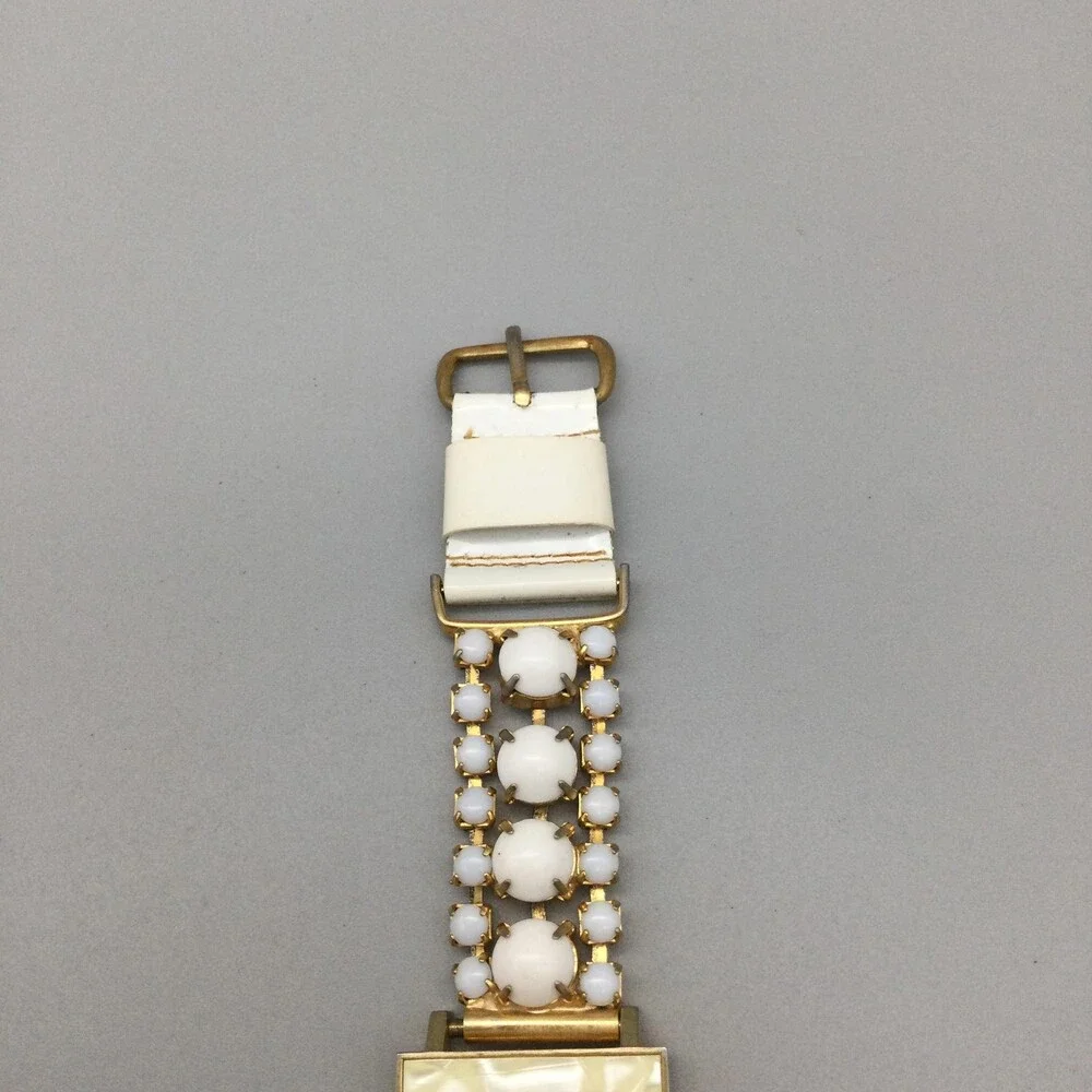 Vintage Lausanne Womens Watch 26mm Gold Tone MOP Dial Cabochon Manual Wind